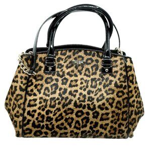 KATE SPADE~Chateau Hills Sloan~Leopard Calfhair Satchel~3 COMPARTMENT LEATHER